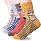 Famous Japanese Animation Print Crew Socks, 4 Pairs, One Size