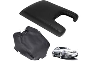 Hoypeyfiy Leather Center Console Lid Armrest Cover Skin Replacement for Acura TL 2009-2012 Black (Leather Only)