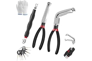 4Pcs Electrical Disconnect Pliers Set, Straight/Bent Head Connector Pliers Universal Fuel Line Plier Automotive Wire Connecto