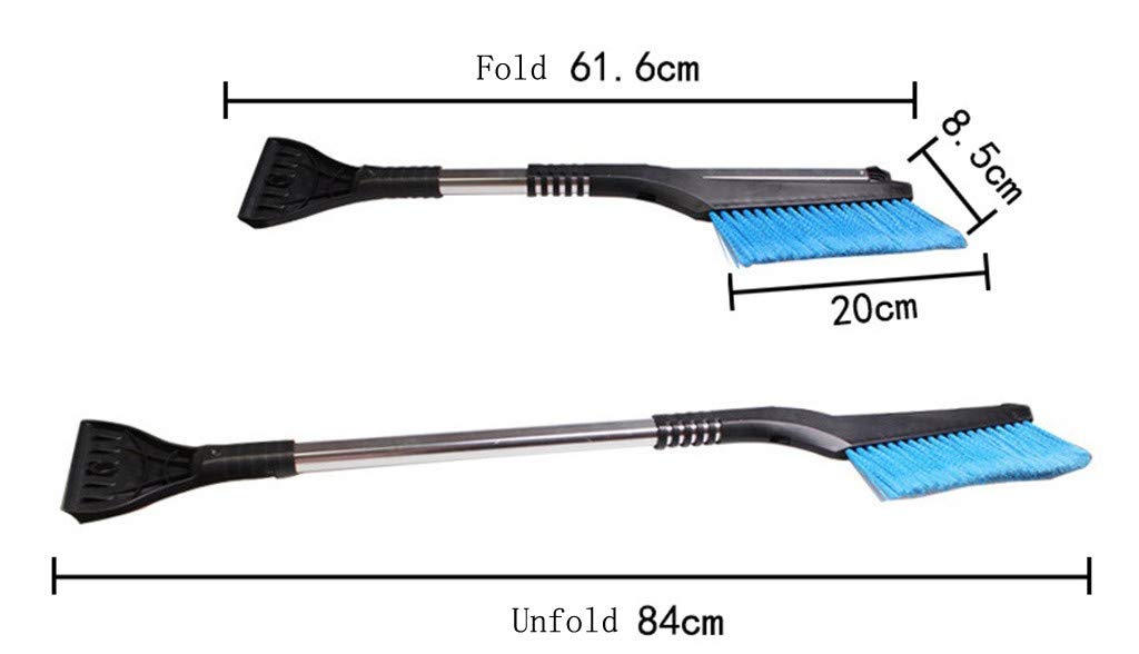 HeziCat 3 in 1 Snow Brush and Ice Scraper,Extendable Snow Brush with Squeegee & Ice Scraper Extendable Snow Brush Snow Brush Winter Deicing Tool (Blue)