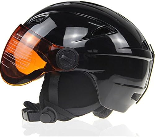 Kinnsemy Ski Helmet With Goggles Man/Woman/Kids Winter Snow Warm Snowboard Helmet Snowmobile Mask Moto Skis/Sled Sport Safety light black 58-60cm