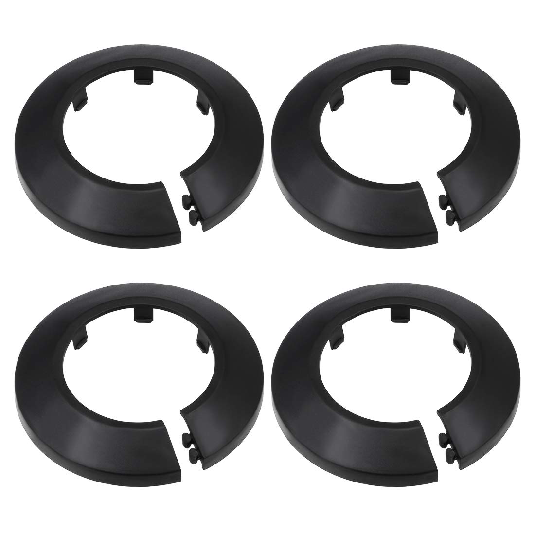 sourcing map 50mm Pipe Cover Decoration PP Plastic Water Pipe Escutcheon Black 4pcs
