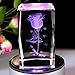 Graces Dawn® 3D Laser Etched Crystal Rotating Rose with 7-led Colorful Lights