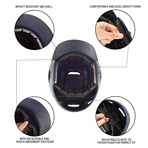 GIORO Junior Baseball Batting Helmet,Molded Batter Helmet NOCSAE T-Ball Helmet Matte Finish Baseball Softball Sports(Black/Navy)