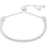 KUNSIR Slider Charm Cubic Zirconia Bracelet in 925 Sterling Silver, Mother's Day Bracelets…