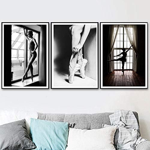 yhsndy Black And White Poster Ballerina Angel Art Canvas Painting Wall Picture Girl Room Nordic Decoration Home 35Cmx50Cm No Frame