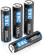 EBL 4 Pack 3000mAh 1.5V Lithium AA Batteries - High Performance Constant Volt Double A Battery for High-Tech Devices (Non-Rechargeable)
