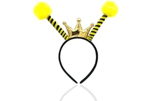 Oarkive Bee Headband with Crown, Antennas, and Ears - Gold Ladybug Cosplay Accessories for Kids and Women's Halloween Party