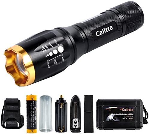 Calitte Super Bright LED Flashlight T6 with Mount Adjustable 5 Light Mode 1000 Lumens Zoomable Focus LED Torch Light for Cycling Hiking (5.35 in)