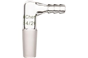 FunChem Borosilicate Glass 90 Degree Vacuum/Gas Adapter, Bent Inlet Adapter 14/20 Joint