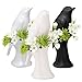 Chive - White Porcelain Bird Decorative Flower Vase, Bud Vase for Short Flowers, Glossy Finish