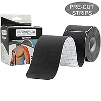 Bearals Pre-Cut Kinesiology Tape, Elastic Therapeutic Sports Tape, Kinesiology Recovery Tapes for Shoulder Knee Elbow Ankle, Waterproof, Latex Free, 2"x 16.5 Feet Per Roll (Pack of 2)