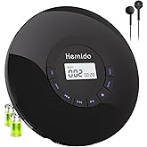 Portable CD Player with Headphone, Hernido Rechargeable CD Player for car, Compact CD Walkman with 5 EQ Sounds, AUX Output, Anti-Skip, CD Player for Home &amp; Travel Discman Kpop Player
