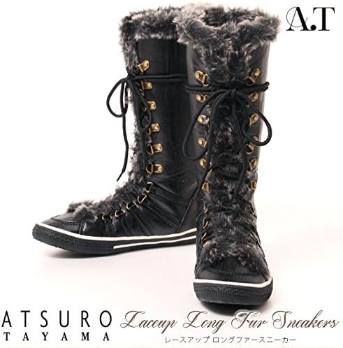 Amazon ノーブランド品 レースアップロングスニーカーブーツ 編み上げ シューズ ブーツ ブーティ