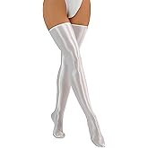 FEOYA Women's Opaque Oil Shiny Thigh High Stocking Glossy Pantyhose Silk Tights Sockings for Party Club