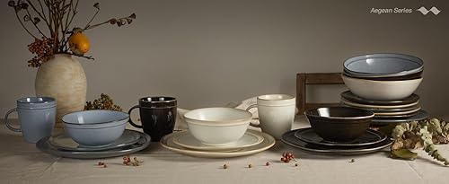 Famiware Aegean Stoneware Dinnerware Set for 4, Plates and Bowls