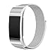 Fitbit Charge 2 Band, Milanese Fully Magnetic Closure Clasp Mesh Loop Stainless Steel Metal Bracelet Strap with Unique Magnet Lock, No Buckle Needed for Fitbit Charge 2 HR & Edition (Silver)