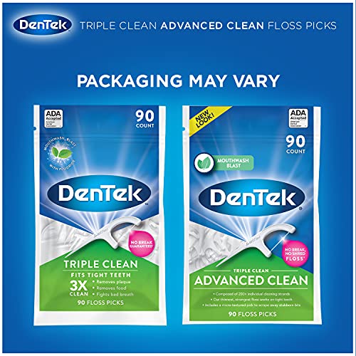 DenTek Triple Clean Advanced Clean Floss Picks, No Break & No Shred