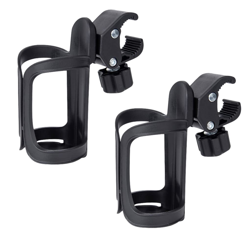 HALOULENI 2 Pack Stroller Cup Holder,Bike Bottle Holder Stroller Cup Holders 360 Degrees Rotation Water Bottle Cage for Bikes,Prams