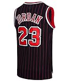 RAAVIN Legend Mens #23 Basketball Jersey Retro Athletics Jersey Red White Black/Strip S-XXXL(Black-Strip, 3X-Large)