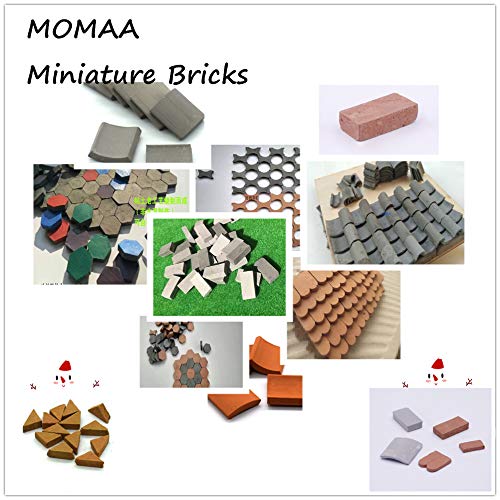MOMAA 1/16 Miniature Brick -Scale Wall Bricks Mini Bricks Model Sand Table Micro Landscape Accessories DIY Dollhouse Bricks Diorama Fairy Garden (red+Grey) (red)