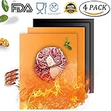 Grill Mat, Alberoo 100% Non-Stick BBQ Grill Mats Set Of 4-Copper & Black Baking Mats, FDA-Approved, PFOA Free, Reusable And Easy To Clean-Works On Gas, Charcoal, Electric Grill