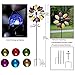Solar Wind Spinner 7 Foot Tricolor Multi-Color LED Lighting by Solar Powered Glass Ball. Perfect Gardening Gift Amongst Wind Spinners and Windmills Yard Art with Kinetic Dual Direction Spinning