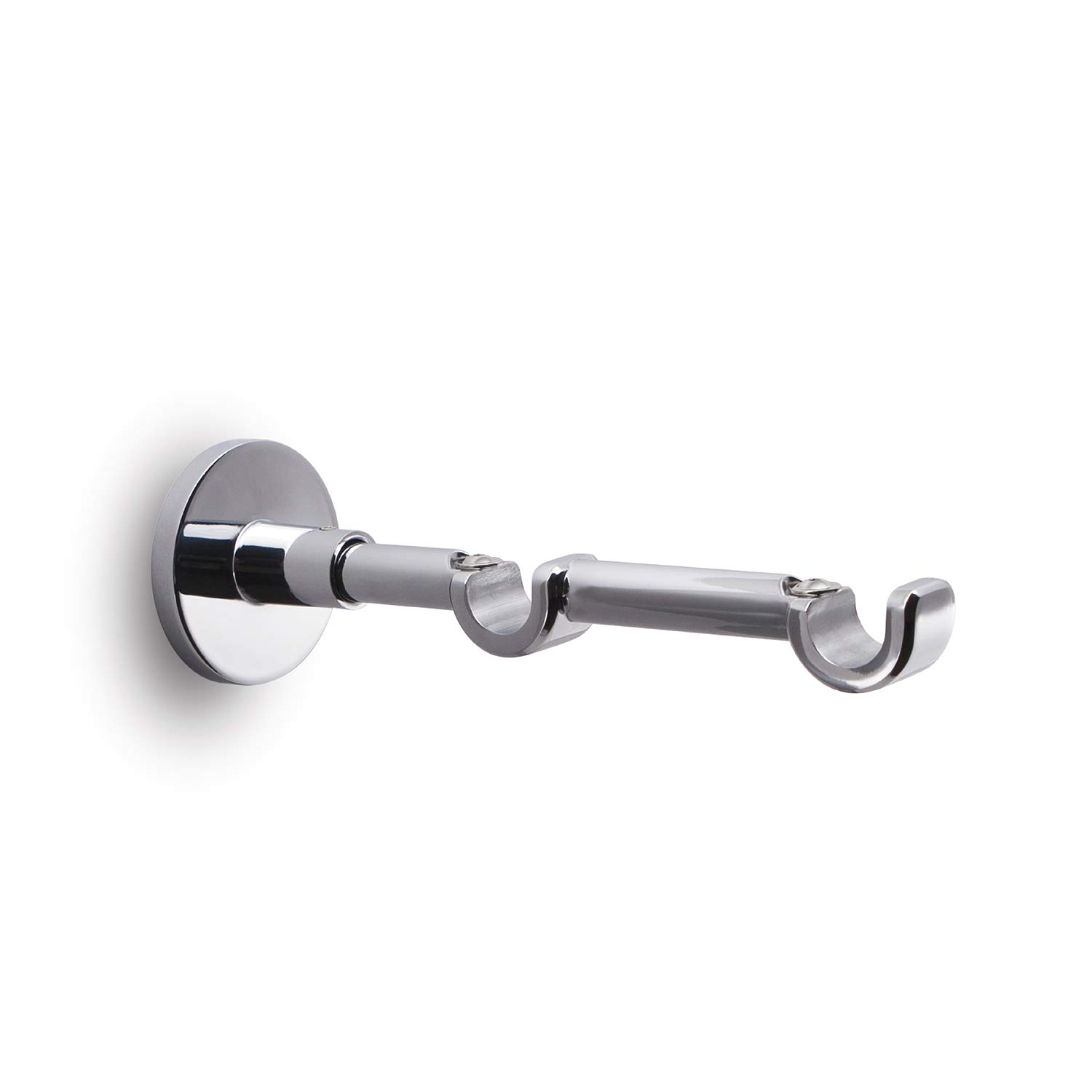 GCurtain Curtain Rod Bracket, Double Curtain Pole Heavy Duty Holder, Wall Mounted Holder for 16mm Diameter Rod, Chrome
