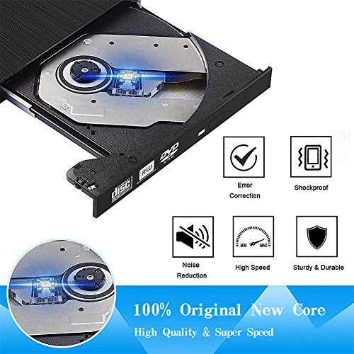 External CD Drive, Tebaba USB 3.0 Portable CD DVD +/-RW Drive Slim DVD/CD ROM Rewriter Burner Writer, High Speed Data Transfer for Laptop/Macbook/Desktop/MacOS/Windows10/8/7 (Black) - Thumbnail 3