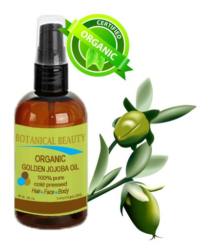 Botanical Beauty ORGANIC GOLDEN JOJOBA OIL 100% Pure. For Face, Hair and Body. 2 Fl.oz- 60 ml.