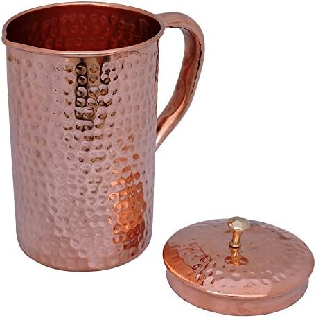 LE CASTLE Pure Copper Hammered Water Jug Copper Pitcher For Ayurveda Health Benefit. FREE COPPER POLISH