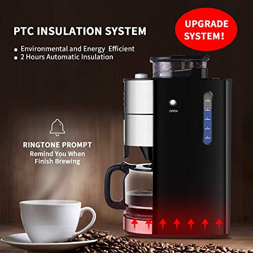 10Cup Drip Coffee Maker, Grind and Brew Automatic Coffee Machine with