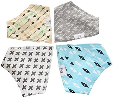 Baby Bandana Drool Bibs by Babi Bambino 4-Pack Vibrant Prints on Absorbent Organic Cotton with Adjustable Double Snaps Ideal Shower Gift for Boys and Girls