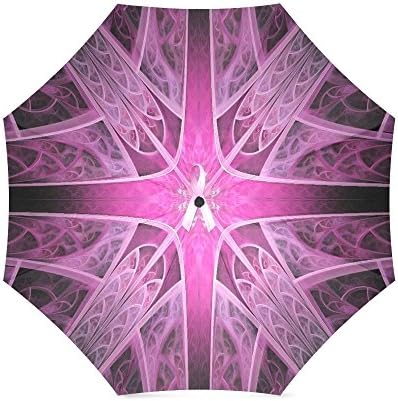 Breast Cancer Awareness Pink Ribbon Anti Rain Windproof Travel Golf Sports Foldable Umbrella