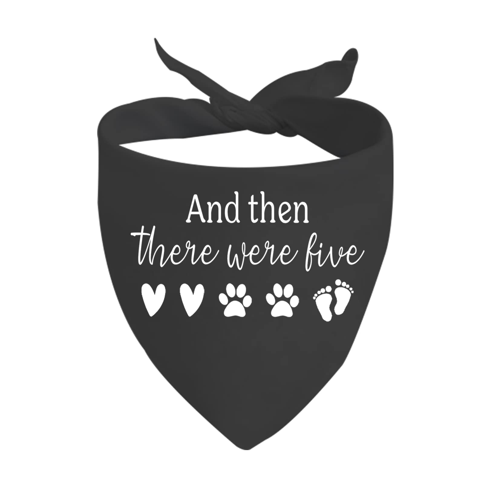 1 Piece Baby Announcement Dog Bandana And Then There Were Four/Five Dog Bandana New Baby Gift Pregnancy Gift (There Were Five D)