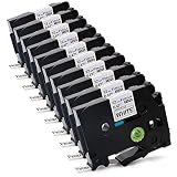 Fimax Compatible Label Tape Replacement for Brother TZe-231 TZe231 P-touch PTD210 PTH110 PTD600 PT-400 Cube Label Makers (12mm 0.47 Black on White,10PK)