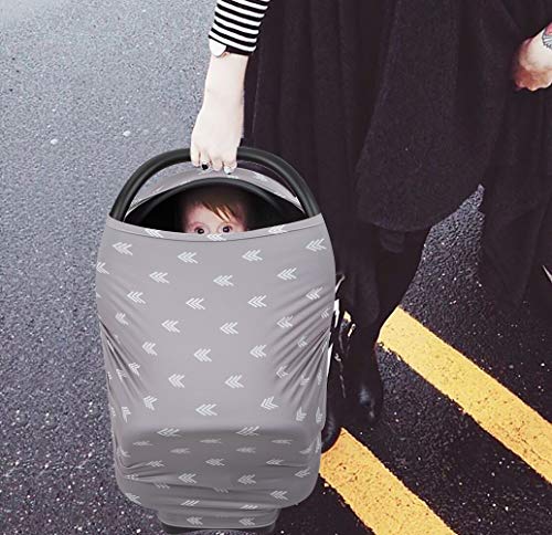 Stockyfy Baby Car Seat Cover Nursing Cover Breastfeeding Scarf Infant Stroller Cover, Carseat Canopy for Baby Girl and Baby Boy - Gray