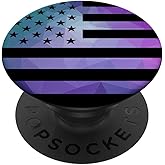 Black American Flag Teal Purple Polygon PopSockets Adhesive PopGrip