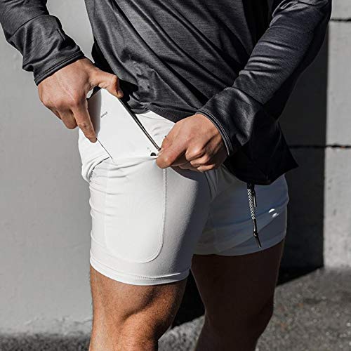 Odot Heren Sport Shorts met ingebouwde zak, sneldrogende ademende actieve gym shorts, met zakken 2 in 1 ademende… - Image 6