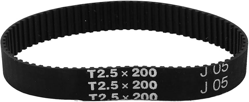 T2.5 x 200 80 dientes 10 mm Ancho de goma Cogged Industrial correa de distribución negro