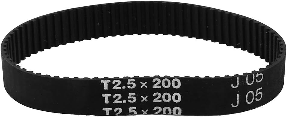 T2.5 x 200 80 dientes 10 mm Ancho de goma Cogged Industrial correa de distribución negro