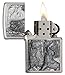 Zippo Bear vs Wolf Emblem Design Brushed Chrome Pocket Lighter