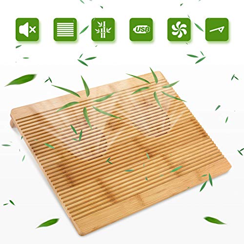 Laptop Stand Cooling Pad Nnewvante 100% Bamboo Laptop Cooler Pad Laptop Desk Laptop Table with Cooling Fans Stand for Laptops Notebooks