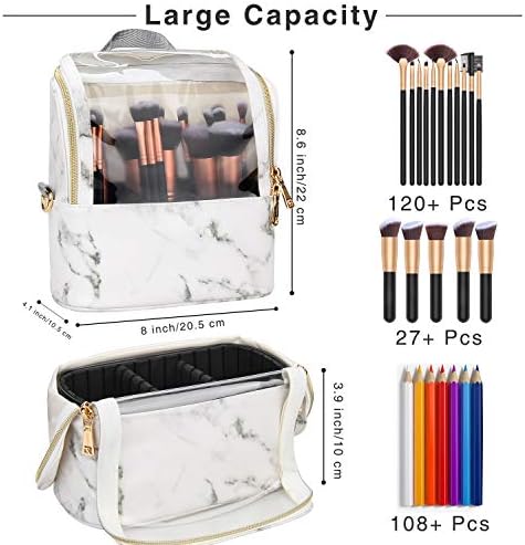 Makeup Brush Case Stand-up Makeup Cup Makeup Brush Holder Travel Professional Cosmetic Bag Artist Storage Bag with Shoulder Strap and Adjustable Divider (Marble) 6 Makeup Brush Case Stand-up Makeup Cup Makeup Brush Holder Travel Professional Cosmetic Bag Artist Storage Bag with Shoulder Strap and Adjustable Divider (Marble)