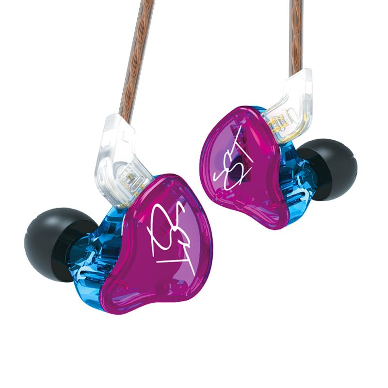 Keephifi KZ ZST 1BA+1DD HiFi IEM Wired Earbuds with Detachable Cable, Noise Cancelling, Rich Bass, Comfortable In Ear Earphones, Purple, 3.5mm Jack, 18ohm, 106dB, 20Hz-20kHz, 120cm, 1 Year Warranty
