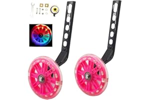 YJIA a Pair of Children's Bicycle Riding Flash Silent Training Wheels, Suitable for 12-20 inch Single Speed Bicycles (pink11)