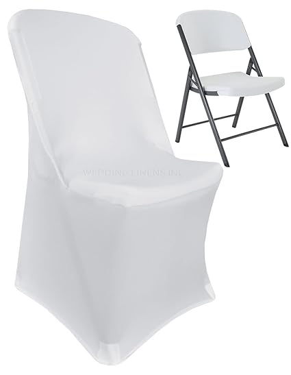 Wedding Linens Inc 2 Pcs Lifetime Spandex Stretch Fitted Folding Chair Covers Wedding Party Decoration Chair Cover White