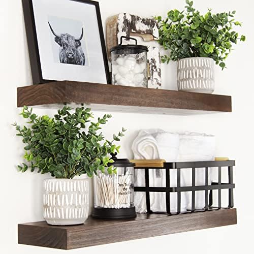 Homeforia Rustic Farmhouse Floating Shelves, Bathroom Wooden Shelves