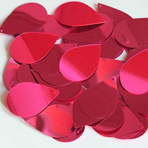 Sequin Tear Drop 1.5 inch Fluorescent Hot Pink Metallic Couture Loose Paillettes. Made in USA.