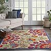 Nourison Aloha Red Multicolor Easy-Care Indoor-Outdoor Rug 5'3" x 7'5", 5'3"X7'5", Multi